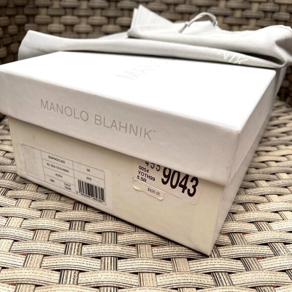 NIB Auc MANOLO BLAHNIK Sophocles Perforated Dual-Band Slide Sandals - Yoth9933 - Picture 13 of 13